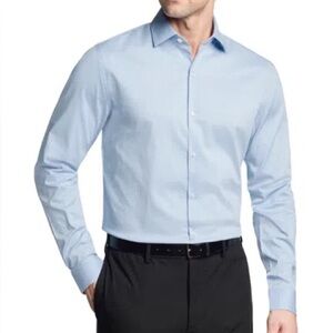 REACTION Kenneth Cole Cloud Blue Slim Fit Flex Stripe Button Dress Shirt NWT